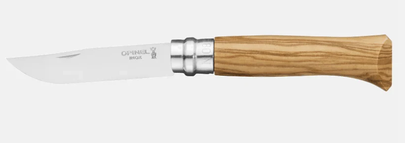 Opinel No 08 Stainless Knife with Olive Wood Handle