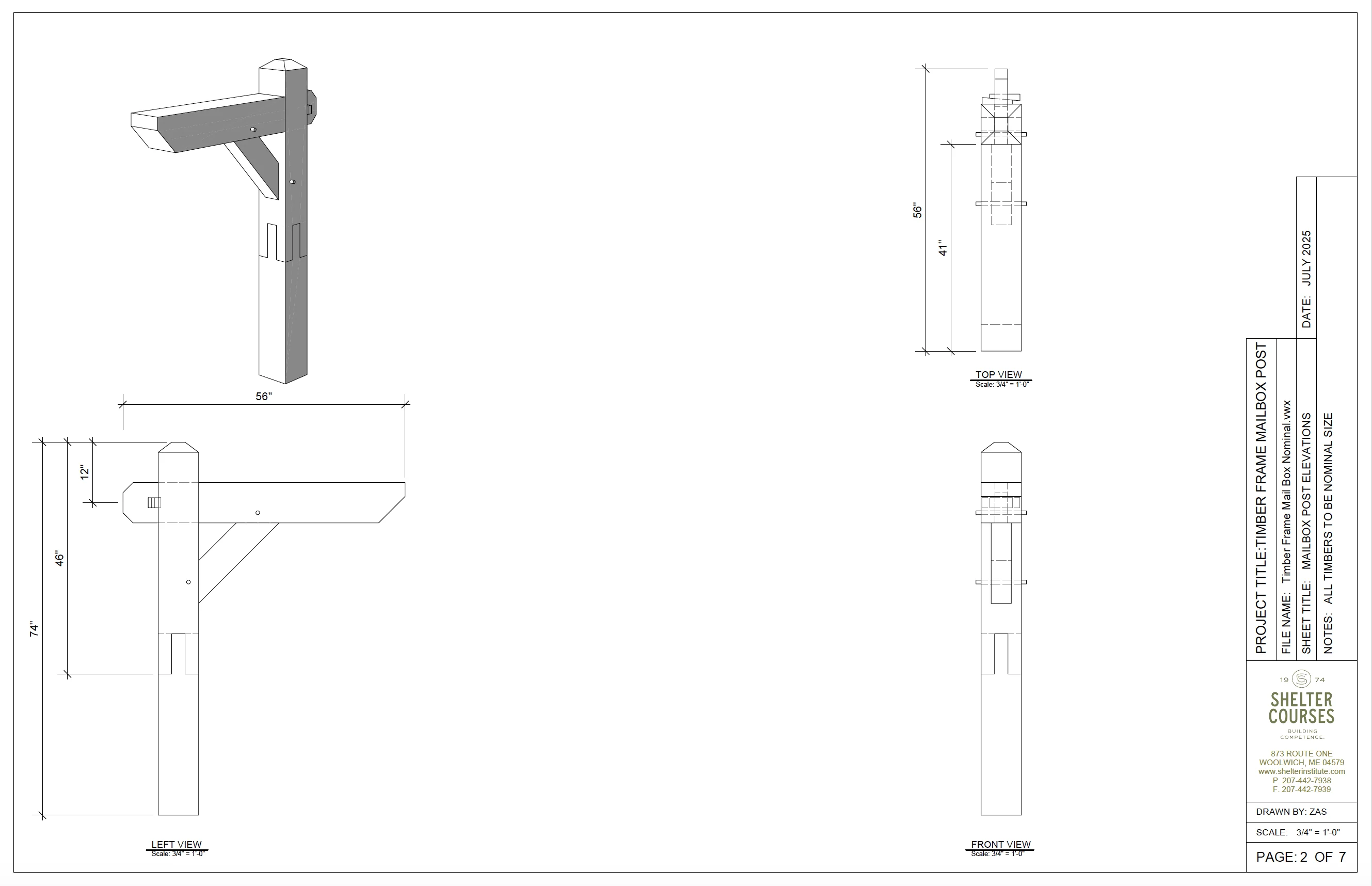 The Mailbox Post: Timber Frame Plan & Cut Sheet Package - Image 3